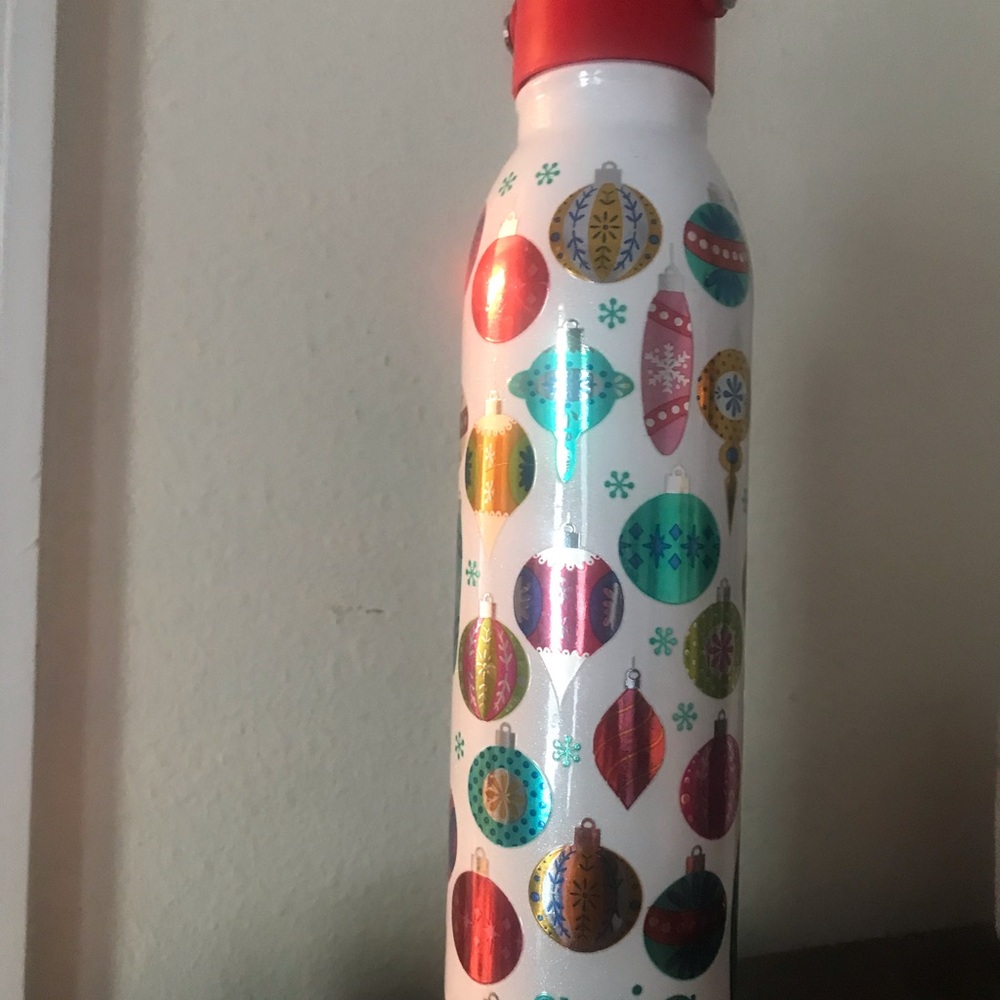 Swig Life Christmas Insulated Water Bottle - White with Red, Green, Gold Accents